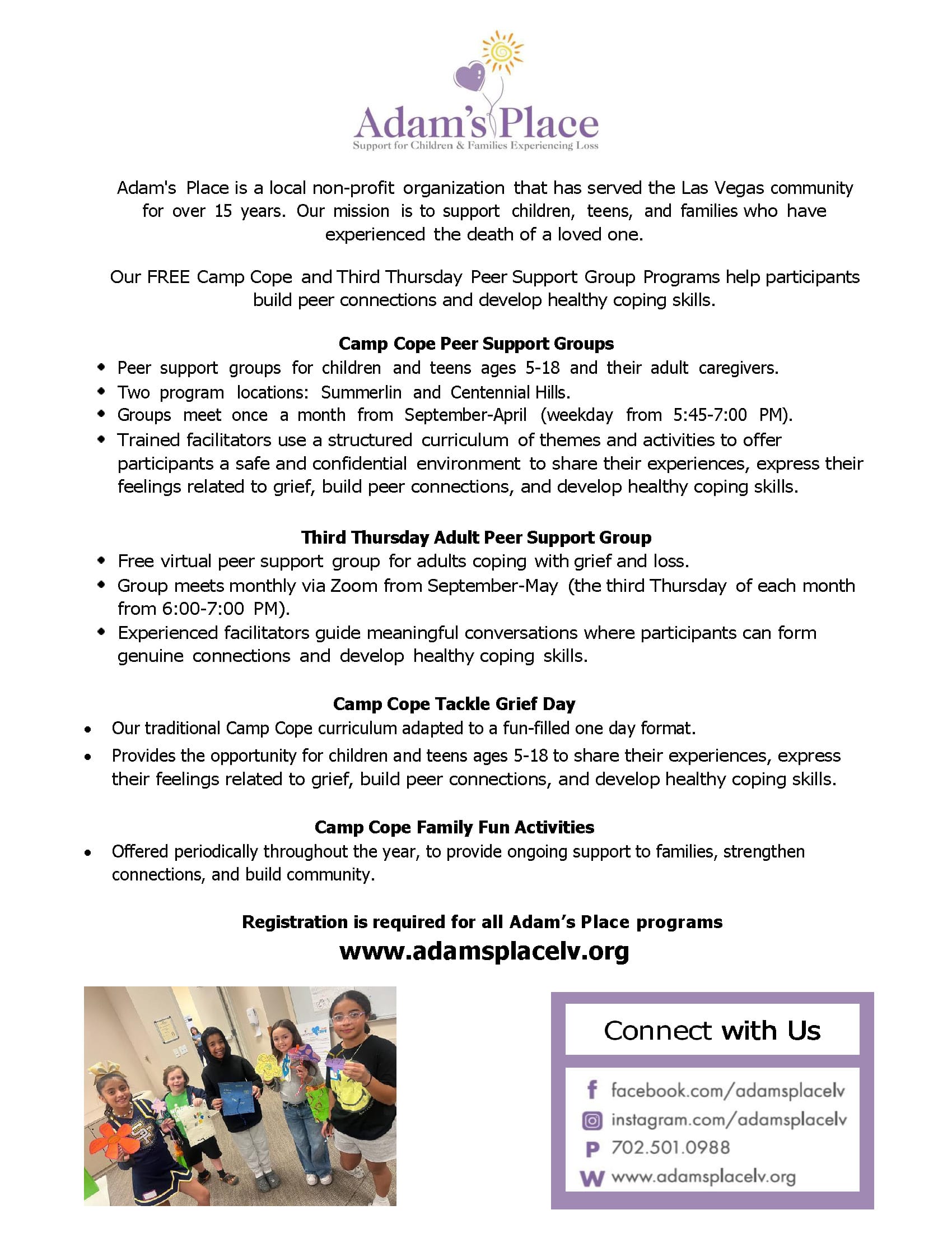 2026-2027 Adam's Place Programs Flyer Updated 06-02-2026